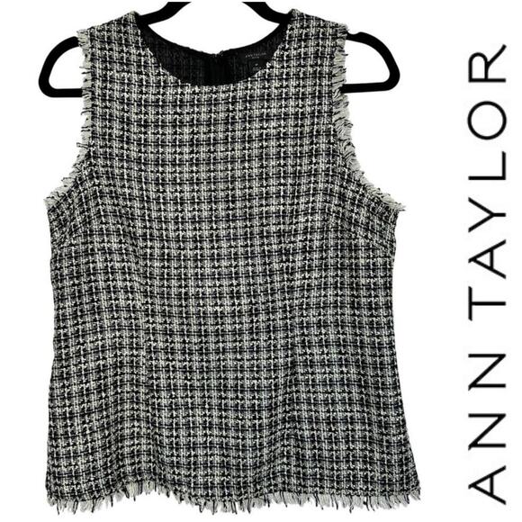 Ann Taylor Tweed Sleeveless Fringe Hem Top Chic Preppy Career Blouse Sz: 6p - Picture 1 of 7